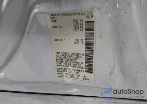 2018 Nissan Altima 2.5 S z USA, uszkodzony, nr VIN 1N4AL3AP6JC474937